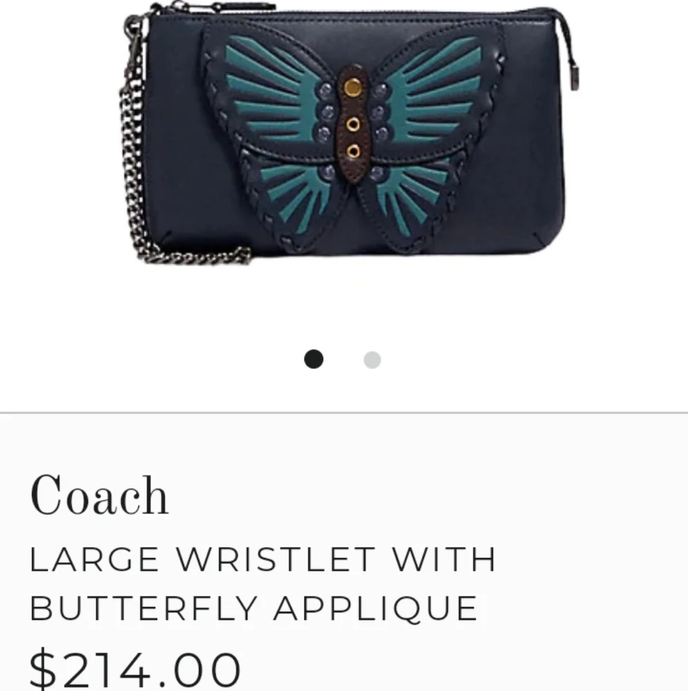 Coach Large Wristlet with Butterfly Applique Midnight